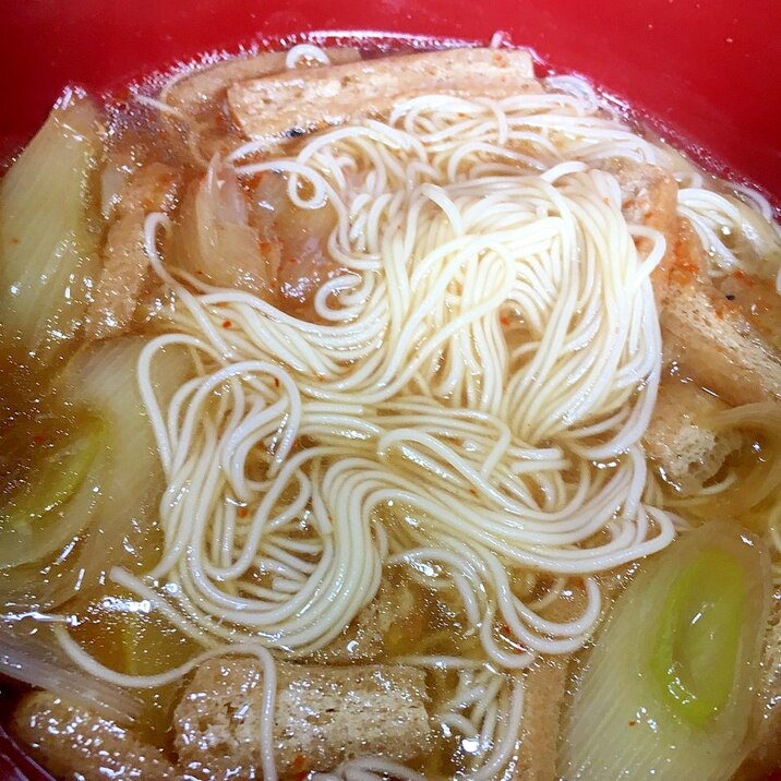 さっぱり揚げと長ネギの煮麺